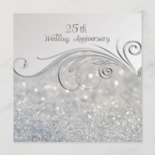 Sparkle Silber 25. Hochzeitstag Einladung