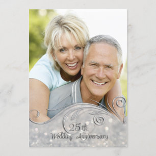 Sparkle Silber 25. Hochzeitstag Einladung