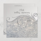 Sparkle Silver 25. Hochzeitstag Einladung (Vorne/Hinten)