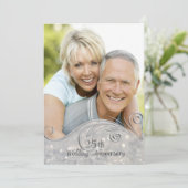 Sparkle Silver 25. Hochzeitstag Einladung (Stehend Vorderseite)