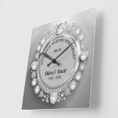 Sparkle Silver Diamonds Wedding Jubiläum Quadratische Wanduhr (Winkel)