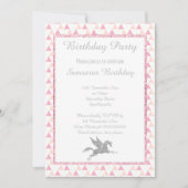 Sparkle SILVER Einhorn WHITE PINK PATTERN GEBURTST Einladung (Vorderseite)