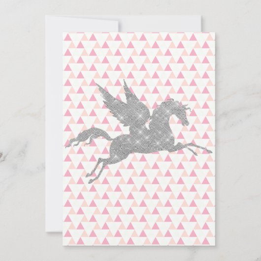 Sparkle SILVER Einhorn WHITE PINK PATTERN GEBURTST Einladung (Rückseite)