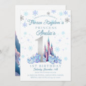 Sparkle Silver Frozen Königreich Burg 1. Geburtsta Einladung (Vorne/Hinten)