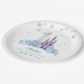 Sparkle Silver Frozen Königreich Burg 1. Geburtsta Pappteller (Schrägansicht)