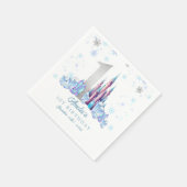 Sparkle Silver Frozen Königreich Burg 1. Geburtsta Serviette (Ecke)