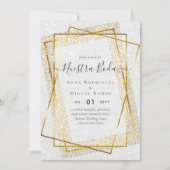 Sparkle Silver Nuestra Boda Bilingual Einladung (Vorderseite)