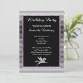 Sparkle Silver Unicorn Schwarzer Lila Glitzer Stre Einladung (Stehend Vorderseite)