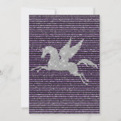 Sparkle Silver Unicorn Schwarzer Lila Glitzer Stre Einladung (Rückseite)