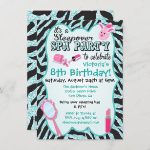 Sparkle Sleepover Wellness-Center Geburtstagsparty Einladung