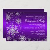 Sparkle Snowflake Lila Weihnachtsfest Party Einlad Einladung (Vorne/Hinten)
