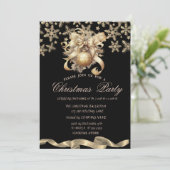 Sparkle Snowflakes Ball Bow Weihnachten Einladung (Stehend Vorderseite)