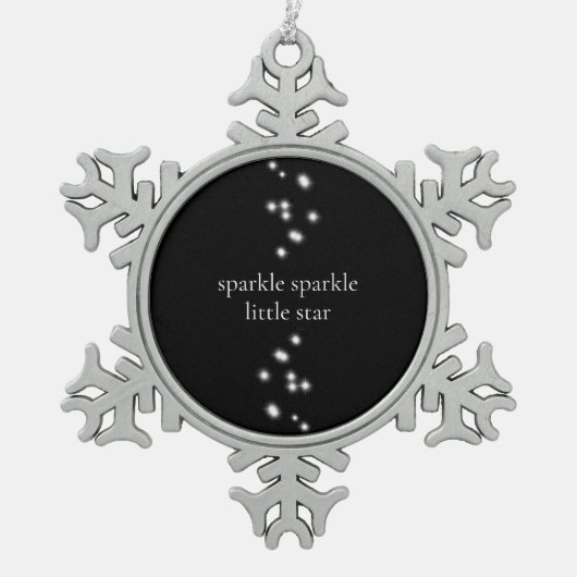Sparkle Sparkle Little Star Black Starlight Schneeflocken Zinn-Ornament (Vorderseite)