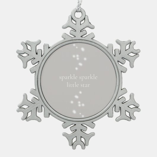 Sparkle Sparkle Little Star Silver Grau Starlight Schneeflocken Zinn-Ornament (Vorderseite)