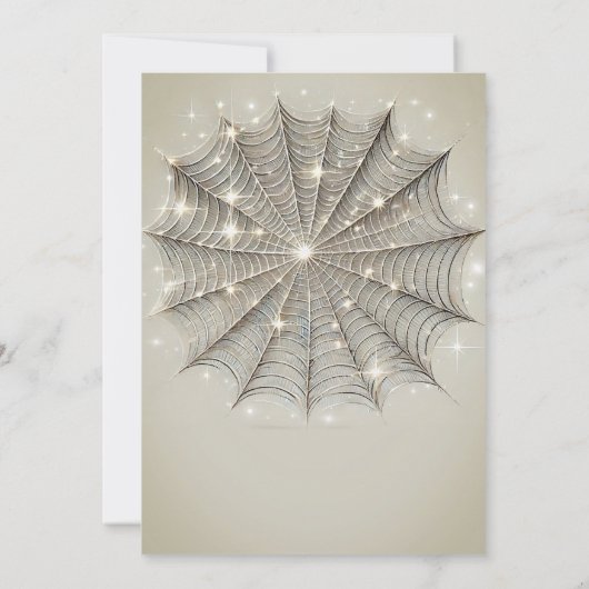 Sparkle Spiderweb Whimsical Tan Halloween-Party Einladung (Rückseite)