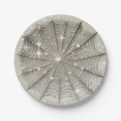 Sparkle Spiderweb Whimsical Tan Halloween-Party Pappteller (Vorderseite)