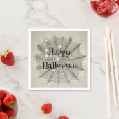 Sparkle Spiderweb Whimsical Tan Halloween-Party Serviette (Beispiel)