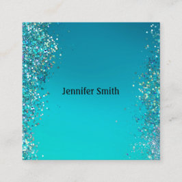 Sparkle Splashes Blue Beauty Stylist Makeup Artist Quadratische Visitenkarte