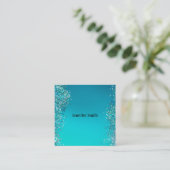 Sparkle Splashes Blue Beauty Stylist Makeup Artist Quadratische Visitenkarte (Stehend Vorderseite)