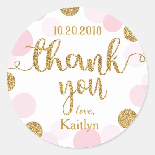 Sparkle Sprinkle Punkte Dankeschön Label Runder Aufkleber (Vorderseite)