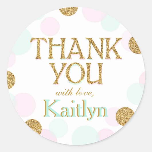 Sparkle Sprinkle Punkte Dankeschön Label Runder Aufkleber (Vorderseite)