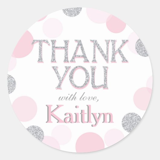 Sparkle Sprinkle Punkte Dankeschön Label Runder Aufkleber (Vorderseite)