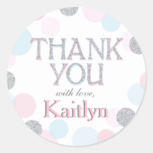 Sparkle Sprinkle Punkte Dankeschön Label Runder Aufkleber (Vorderseite)