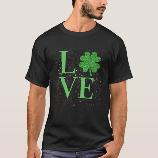 Sparkle St Patricks Day love four leaf c T-Shirt (Vorderseite)
