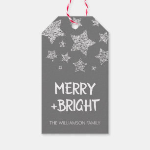 Sparkle Star Frohe helle Weihnachtsfeiertage Silbe Geschenkanhänger