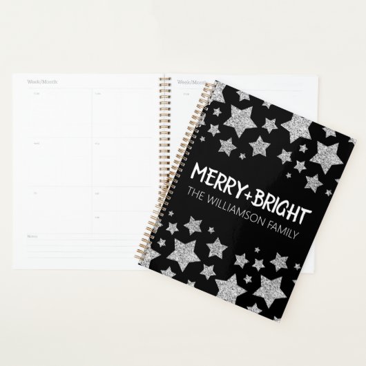 Sparkle Star Frohe helle Weihnachtssilber schwarz Planer (Anzeige)