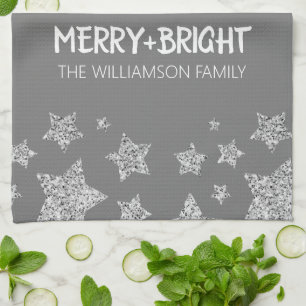 Sparkle Star Frory leuchtend silbergrau Geschirrtuch