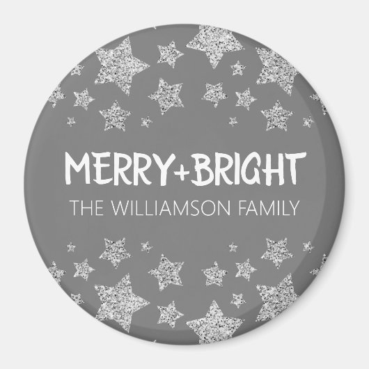 Sparkle Star Frory leuchtend silbergrau Magnet (Vorne)