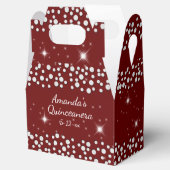 Sparkle Stars Silver Dots Red Quinceanera Geschenkschachtel (Geöffnet)