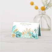 Sparkle Stripe Gold Minze Blumenhochzeit Platzkarte (Rückseite)