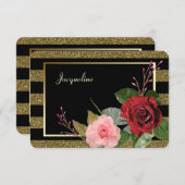 Sparkle Stripe Rose Bridesmaid Einladung (Vorne/Hinten)