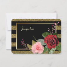 Sparkle Stripe Rose Bridesmaid Einladung
