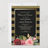 Sparkle Stripe Rose Hochzeit Probe Dinner Einladung (Vorderseite)