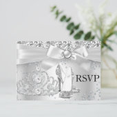 Sparkle Tiara Heelses Silver Sweet 16 UAWG RSVP Karte (Stehend Vorderseite)
