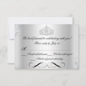 Sparkle Tiara Heelses Silver Sweet 16 UAWG RSVP Karte (Rückseite)
