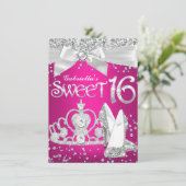 Sparkle Tiara & Heelses Sweet 16 Einladend Hot Pin Einladung (Stehend Vorderseite)