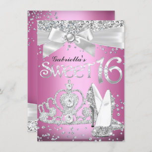 Sparkle Tiara & Heelses Sweet 16 Einladend Rosa Einladung