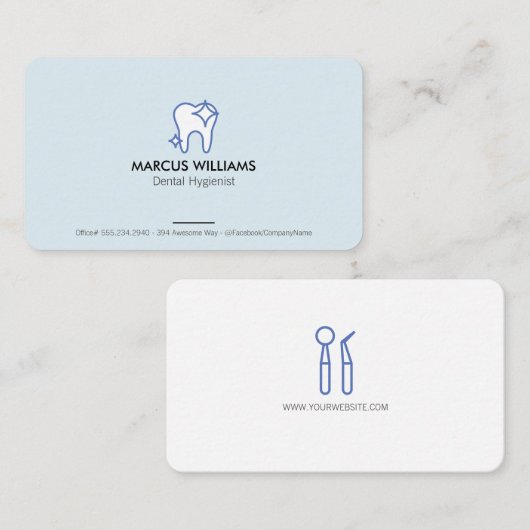 Sparkle Tooth und Dentist Tools Visitenkarte (Vorne/Hinten)