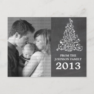 Sparkle Tree Chalkboard Foto Postcard, grau Postkarte