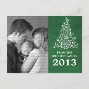 Sparkle Tree Chalkboard Foto Postcard, Green Postkarte