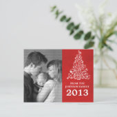 Sparkle Tree Chalkboard Foto Postcard, Red Postkarte (Stehend Vorderseite)