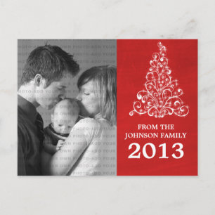 Sparkle Tree Chalkboard Foto Postcard, Red Postkarte