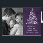 Sparkle Tree Chalkboard Holiday Card, Lila<br><div class="desc">Die trendige und stilvolle Sparkle Tree Chalkboard Foto Grußkarte im lila Stil mit einem Chalkboard-Look und einem eleganten Weihnachtsbaum. Diese schicke Karte eignet sich hervorragend, um Freunden und der Familie Urlaubswünsche zu senden. Passen Sie sich mit Ihrem eigenen Foto und dem personalisierten Gruß Ihrer Wahl an. Klicken Sie auf "Anpassen",...</div>