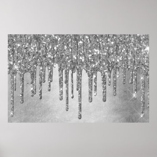 Sparkle-Tropfen | Platinum Silver Metallic Ice Poster (Vorne)