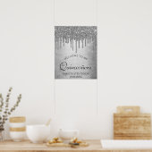 Sparkle Tropfen Quinceanera | Silver Diamond Icing Poster (Küche)