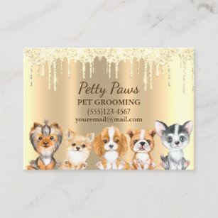 Sparkle Tropfen Shimmer Puppies Pet Grooming Servi Visitenkarte